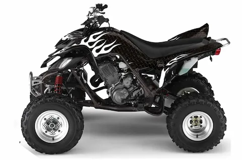 Yamaha Raptor 660 with the Diamond Flames White graphic kit