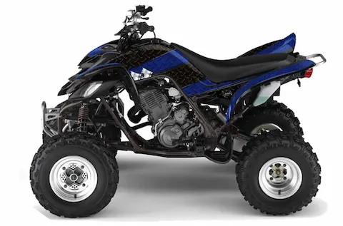 Yamaha Raptor 660 with the Diamond Race Blue graphic kit