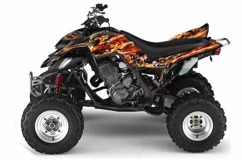 Yamaha Raptor 660 with the Firestorm Black graphic kit