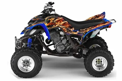 Yamaha Raptor 660 with the Firestorm Blue graphic kit