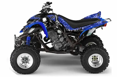 Yamaha Raptor 660 with the Reaper Blue graphic kit