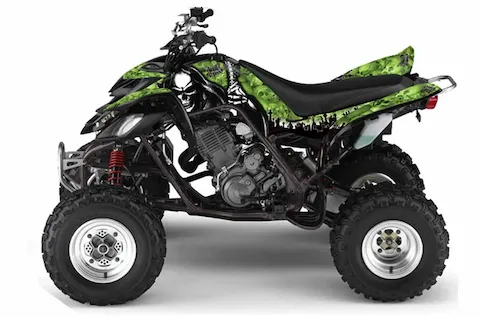 Yamaha Raptor 660 with the Reaper Green graphic kit