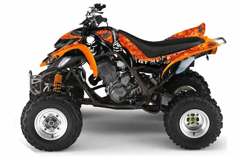 Yamaha Raptor 660 with the Reaper Orange graphic kit