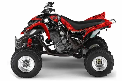 Yamaha Raptor 660 with the Reaper Red graphic kit