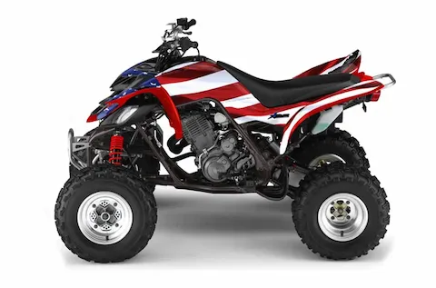 Yamaha Raptor 660 with the Stars n Stripes Red graphic kit