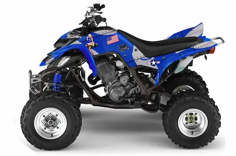 Yamaha Raptor 660 with the T Bomber Blue graphic kit